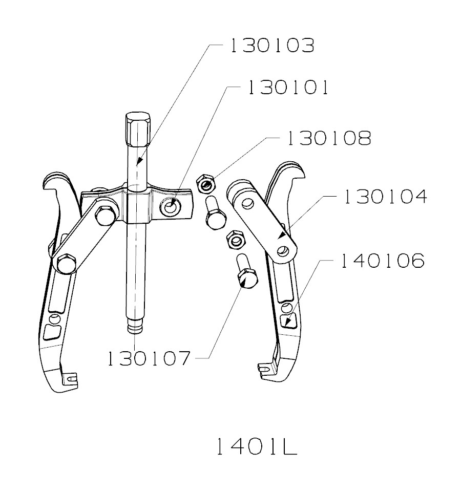 EXTRACTOR REVERSIBLE FORZA SERIE 1400L DE 2 PATAS LARGAS